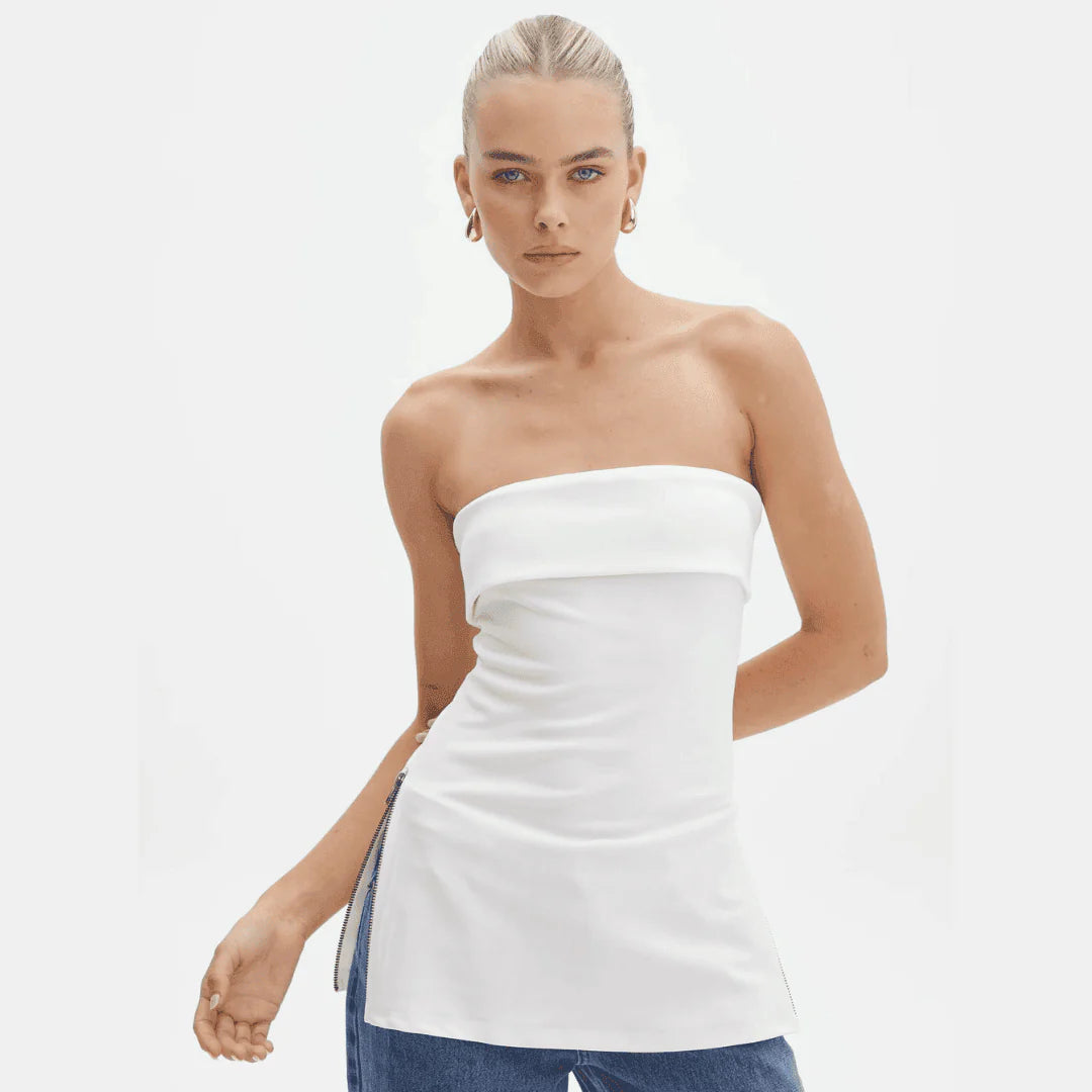 Blusa Tomara que Caia com Fenda