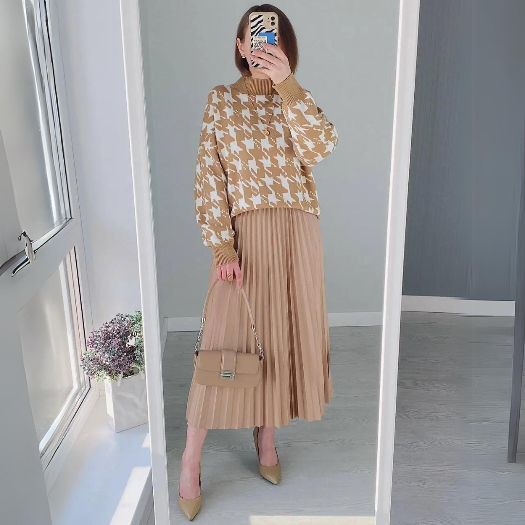 Saia Midi Plissada Vintage