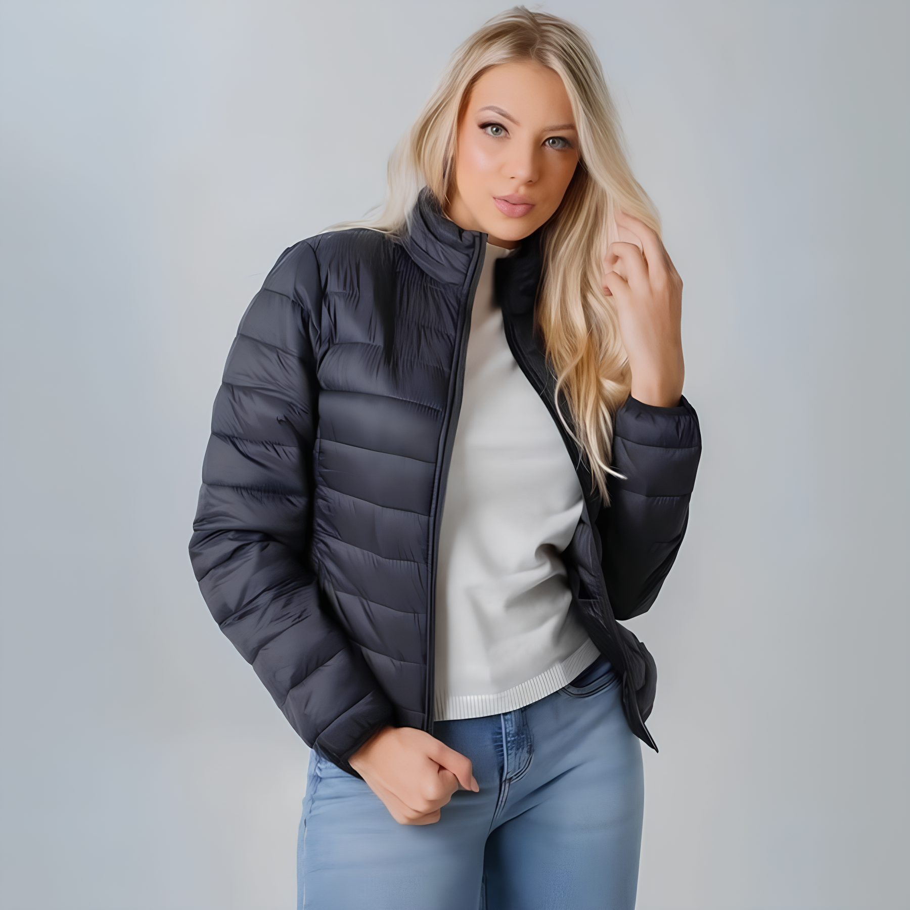 Jaqueta Feminina Puffer com Zíper