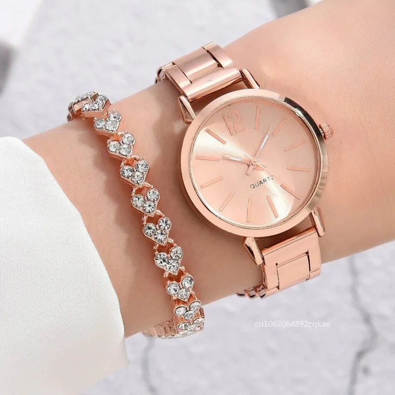 Relógio Quartz com Pulseira Cravejada com Zircônios