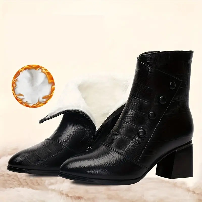 Bota Feminina Italiana em Couro Peluciada