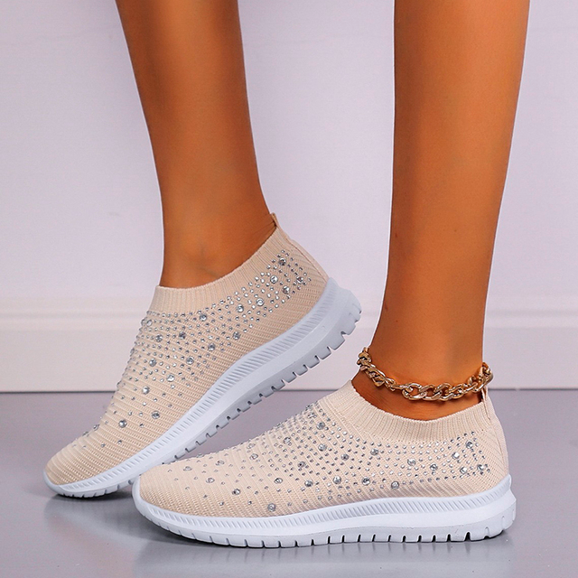 Tênis Feminino Slip On Fashion Strass