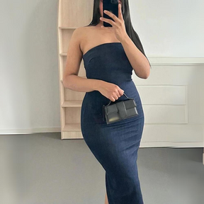 Vestido Midi Tomara que Caia Jeans Denim