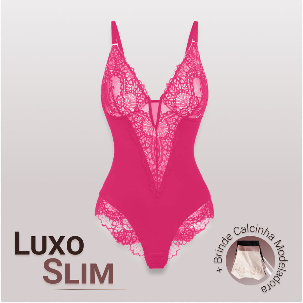 Body Modelador de Renda - Luxo Slim + BRINDE Calcinha Modeladora